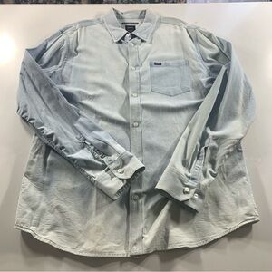 RVCA Shirt Mens X-Large Blue Button Up Slim Fit Casual WorkTravel Outdoor